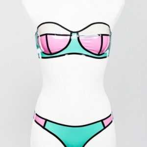 Latex Bikini mehrfarbig mit Kontraststreifen