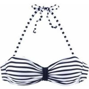 VENICE BEACH Bandeau-Bikini-Top Damen weiß-marine-gestreift Gr.38 Cup C/D