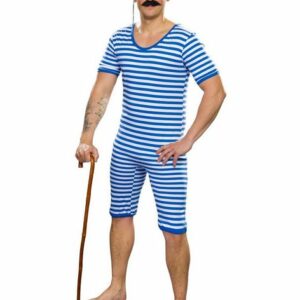 Metamorph T-Shirt Herren Badeanzug blau-weiß Ob Strandpromenade oder Zirkuszelt: Streifen mit Stil