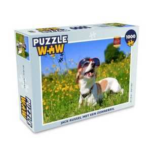MuchoWow Puzzle Jack Russel Hund mit Sonnenbrille, 1000 Puzzleteile, Foto-Puzzle, Bilderrätsel, Puzzlespiele, Klassisch