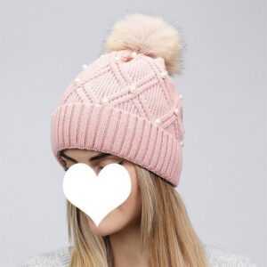DÖRÖY Strickmütze Women's Fashion Hairball Knitted Cap, Winter Thickened Warm Woolen Cap