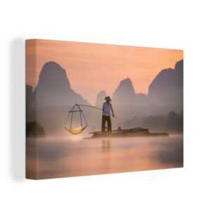 OneMillionCanvasses® Leinwandbild Asien - Mensch - Berge, (1 St), Wandbild Leinwandbilder, Aufhängefertig, Wanddeko, 30x20 cm