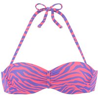 VENICE BEACH Bügel-Bandeau-Bikini-Top Damen violett-koralle Gr.40 Cup B