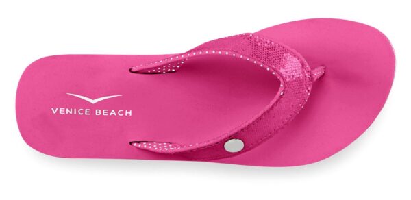 Venice Beach Badezehentrenner Sandale, Pantolette, Badeschuh ultraleicht mit Glitzerband VEGAN - Image 4