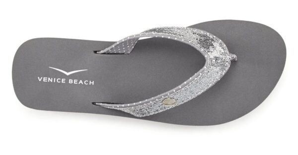 Venice Beach Badezehentrenner Sandale, Pantolette, Badeschuh ultraleicht mit Glitzerband VEGAN - Image 4