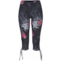 Venice Beach Caprileggings mit seitlicher Raffung und Alloverdruck