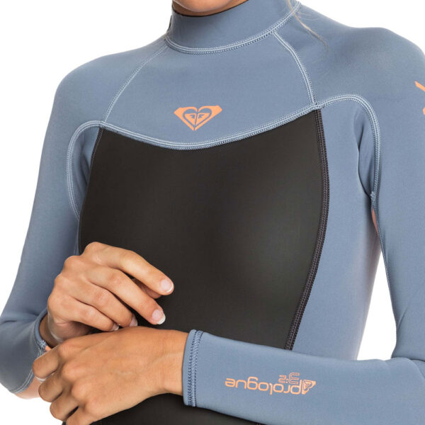 Roxy 3/2 Prologue Backzip Fullsuit Wetsuit Cloud Black Grey - Image 3