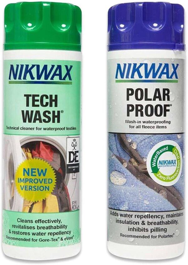 Nikwax TECH WASH/POLAR PROOF TWIN PACK (300ml) Cleaning Waterproofing Fleece - Image 2