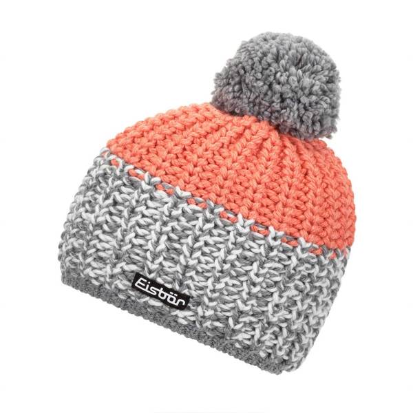 Eisbär Mütze Focus Pompon Bommel Unisex Strickmütze grau/deep pink