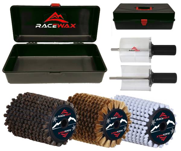 RaceWax Set Roto Bürste 100mm Nylon Roßhaar Kupfer Rotorbürste Rotobürste Stick