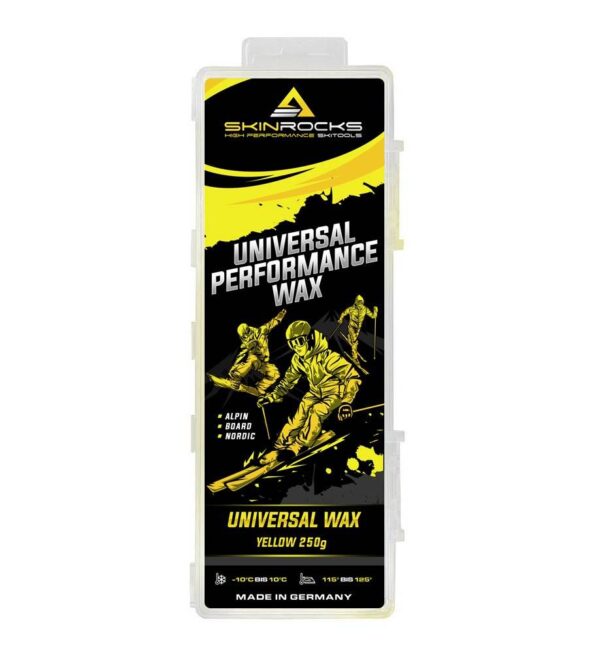 SkinRocks Universal Skiwachs LL Snowboard Bügelwachs All IN ONE Wax 250g gelb – Bild 2