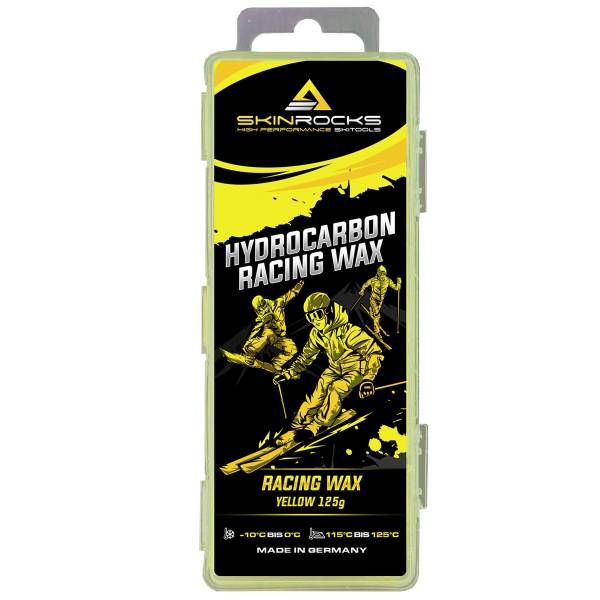 SkinRocks Hydrocarbon Racing Wachs Ski Langlauf Snowboard Profi Wax Gelb 125g