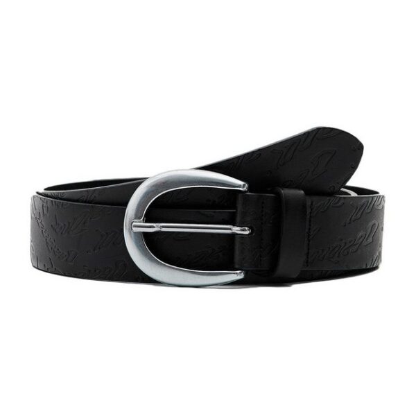 Desigual Ledergürtel Damen Leder Gürtel Dornschließe Belt Logo Ondas 22WARL04/2000 schwarz - Image 2