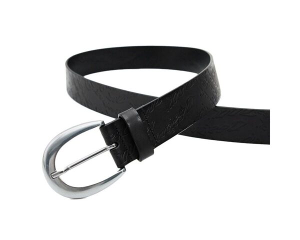 Desigual Ledergürtel Damen Leder Gürtel Dornschließe Belt Logo Ondas 22WARL04/2000 schwarz - Image 3