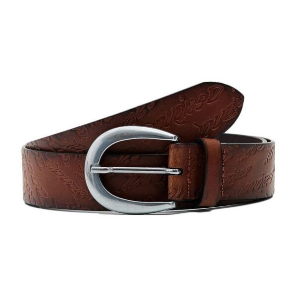 Desigual Ledergürtel Damen Leder Gürtel Dornschließe Belt Logo Ondas 22WARL04/6000 braun - Image 2