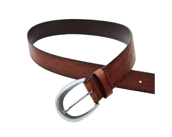 Desigual Ledergürtel Damen Leder Gürtel Dornschließe Belt Logo Ondas 22WARL04/6000 braun - Image 3