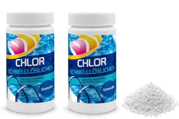 Chlorgranulat für Pool 2x1kg Schockchlorung Desinfektion Pflege für Schwimmbad – Bild 2