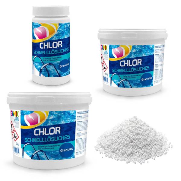 Chlorgranulat für Pool 1-10 kg Schockchlorung Desinfektion Pflege für Schwimmbad