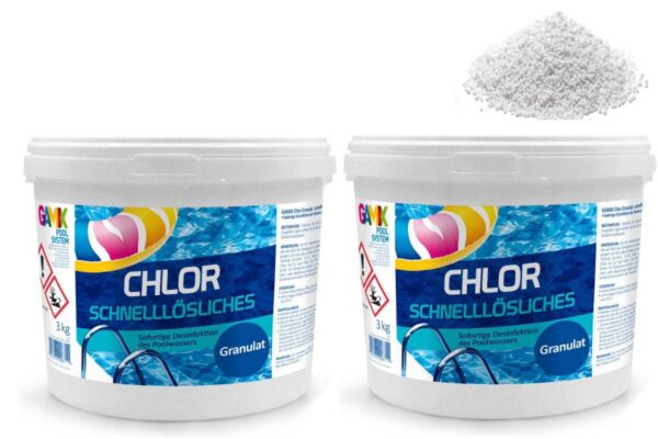 Chlorgranulat für Pool 2x3 kg Schockchlorung Desinfektion Pflege für Schwimmbad – Bild 2