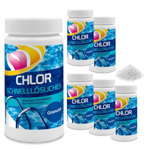 Chlorgranulat für Pool 6x1kg Schockchlorung Desinfektion Pflege für Schwimmbad – Bild 2