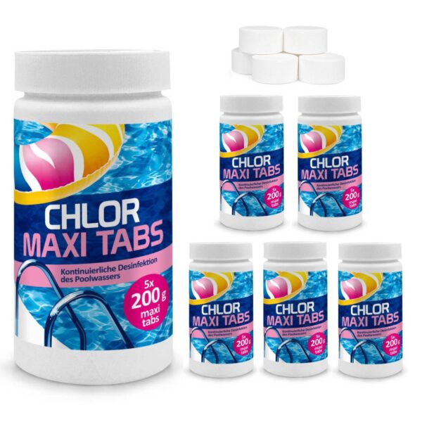 Chlortabletten Maxi für Pool 6x1kg Langsamlöslich Tabs Pflege für Schwimmbad ... – Bild 2