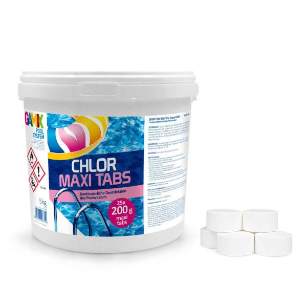 Chlortabletten Maxi für Pool 5 kg Langsamlöslich Tabs Pflege für Schwimmbad C...