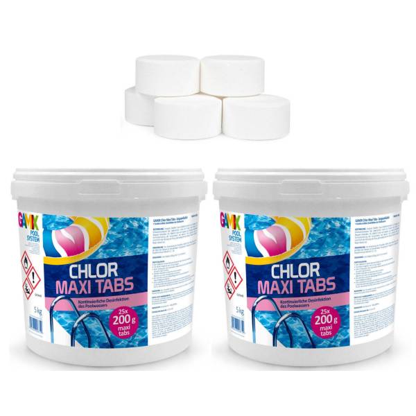 Chlortabletten Maxi für Pool 10 kg Langsamlöslich Tabs Pflege für Schwimmbad ...