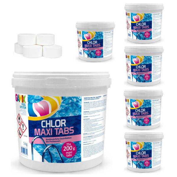 Chlortabletten Maxi für Pool 30 kg Langsamlöslich Tabs Pflege für Schwimmbad ...